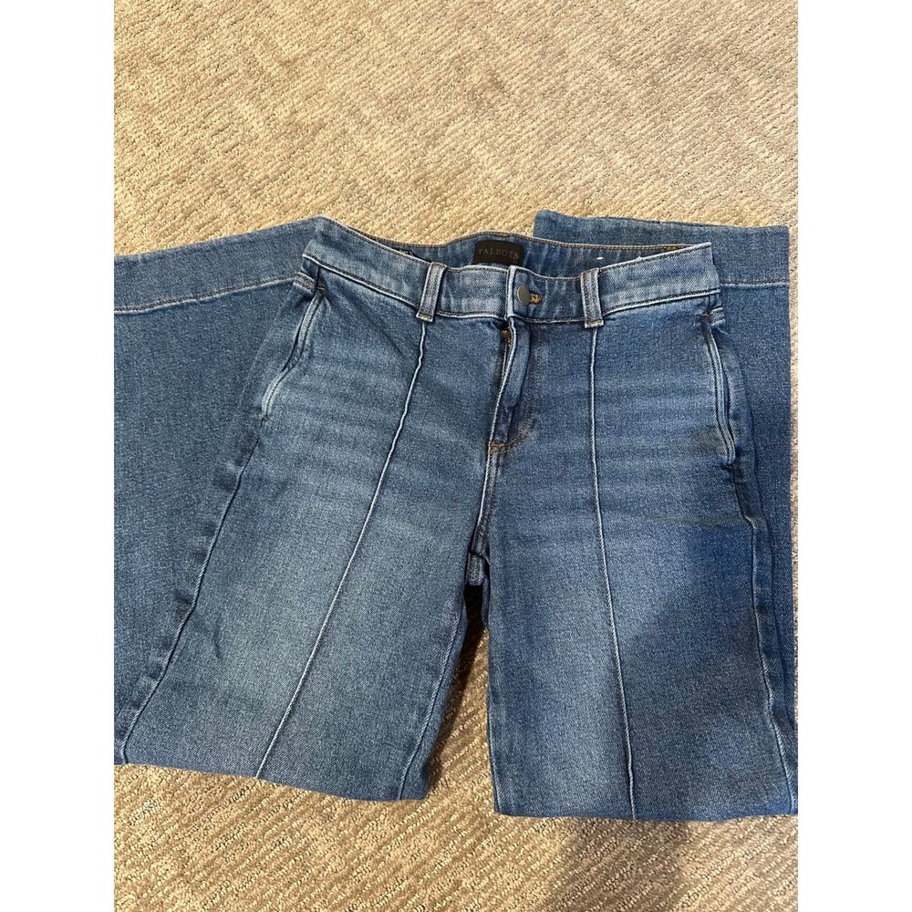Talbots Classic Jean Trouser Petite 2P Medium Wash Pintuck Wide Leg Denim Jeans